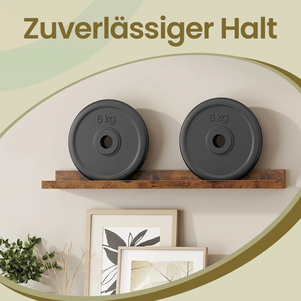 Conjunto de 2 Prateleiras suspensas de parede 10 x 60 x 5/2 cm Castanho