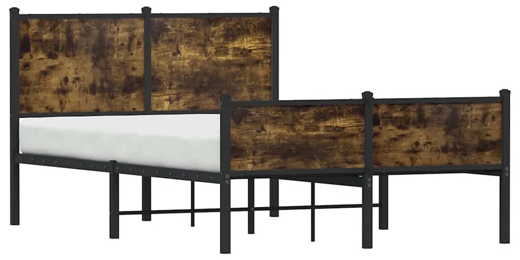 Estrutura de cama sem colchão 120x190 cm metal carvalho fumado