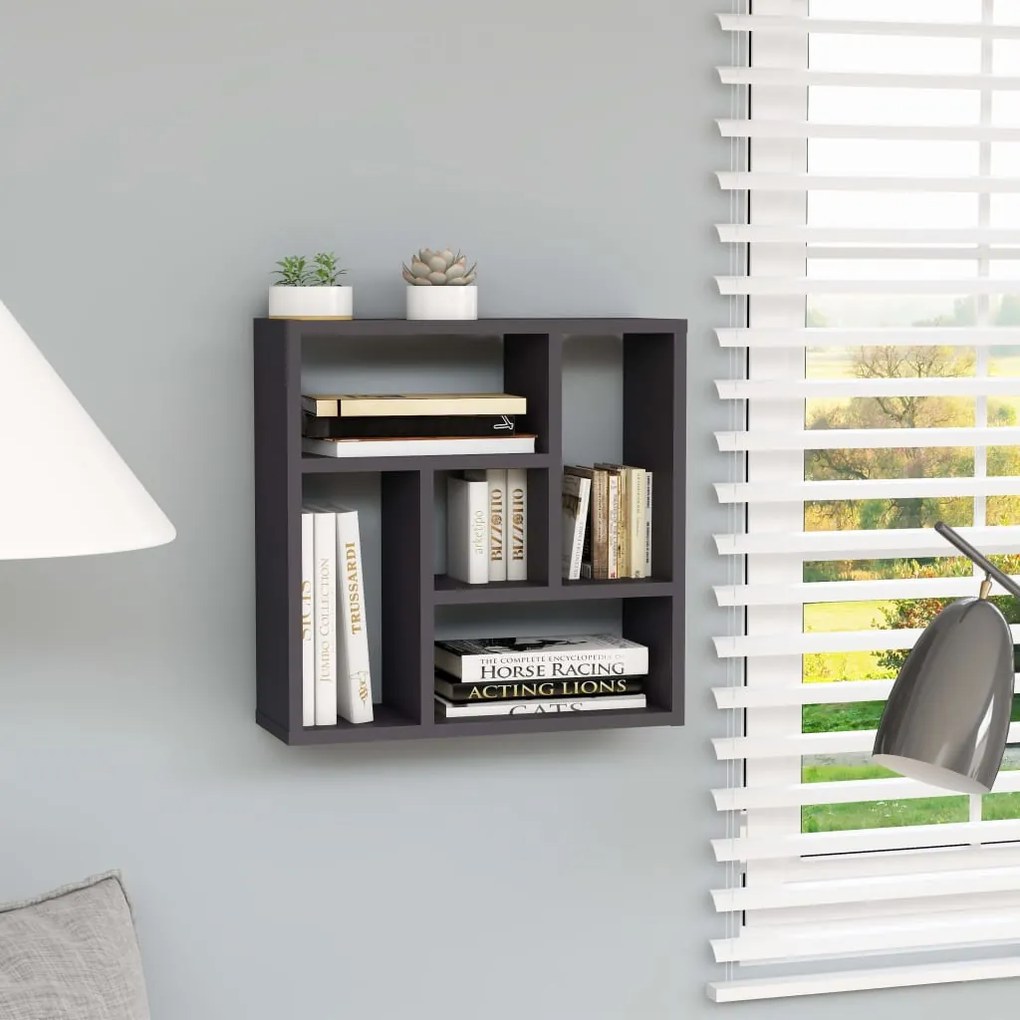 vidaXL Estante de parede 45,1x16x45,1 cm derivados de madeira cinza