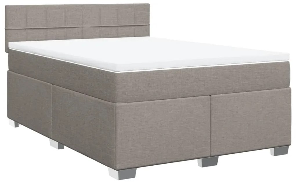 Cama com molas/colchão 140x200 cm tecido castanho-acinzentado