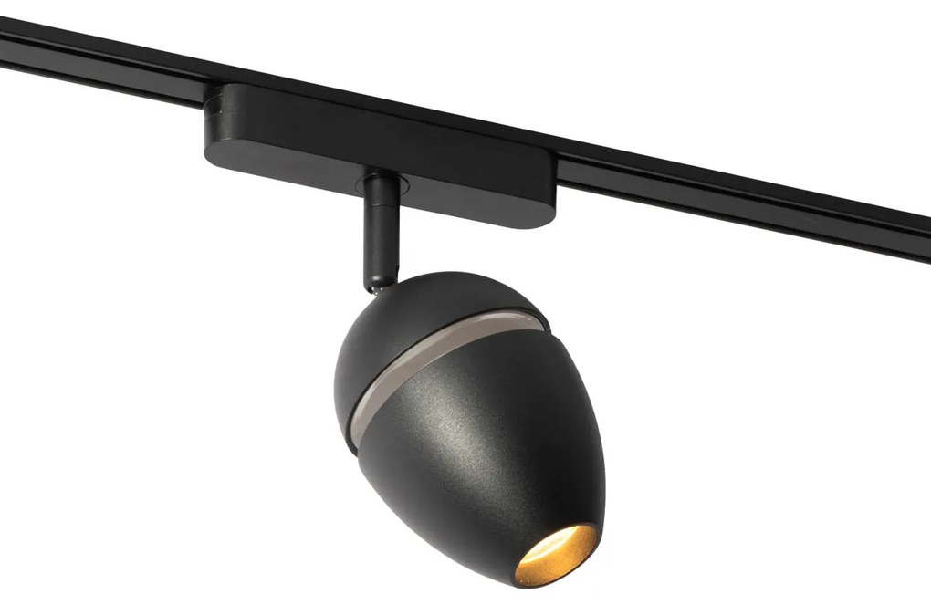Foco Moderno Preto para Sistema de Trilho Monofásico c/ LED - Magnetic Eggy