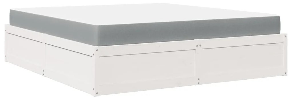 Cama com colchão 180x200 cm pinho maciço branco