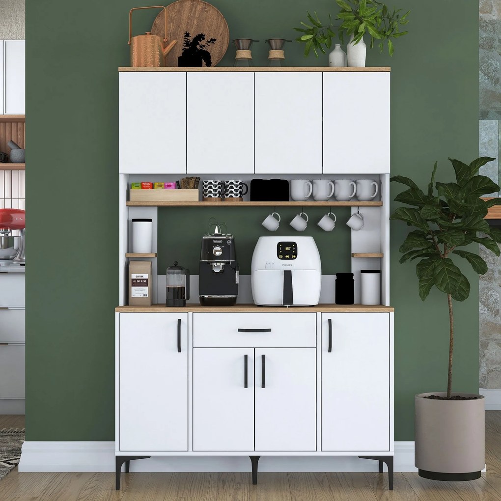 Armário Alto de Cozinha "Stella" - 120 x 184,2 x 40 cm - Branco - Desi