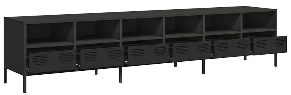 Móvel de TV 202x39x43,5 cm aço laminado a frio preto