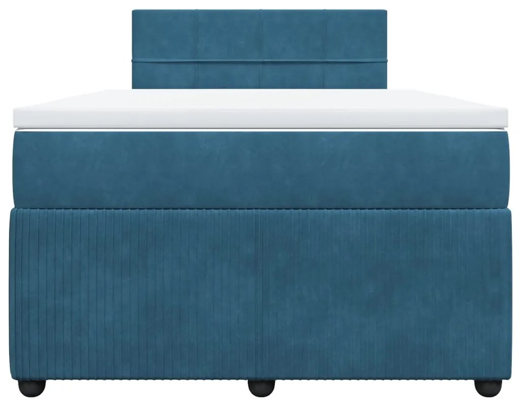 Cama boxspring com colchão 120x190 cm veludo azul