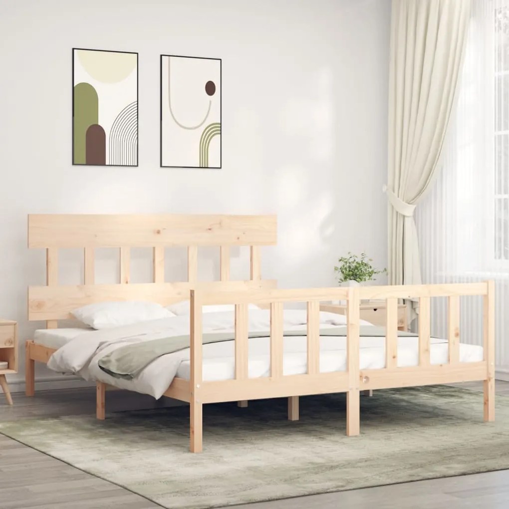 Cama sem colchão 160x200 cm madeira de pinho maciça