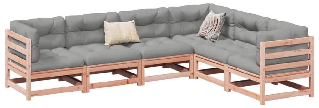 vidaXL 6 pcs conj. sofás jardim c/ almofadões madeira abeto-de-douglas