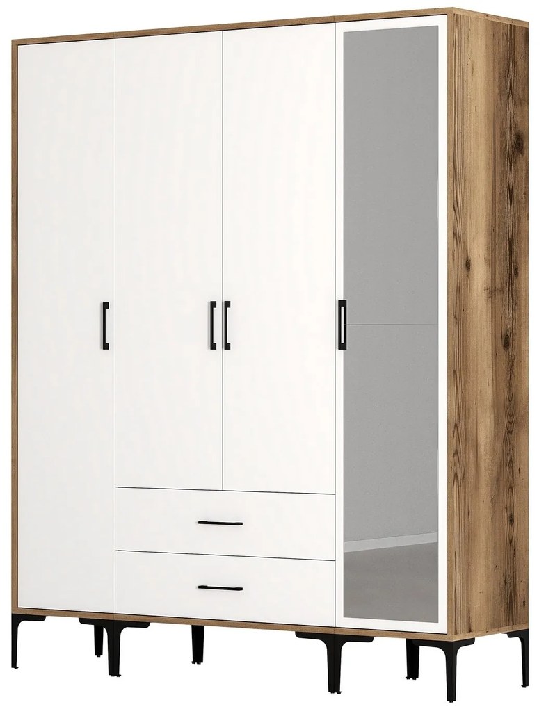 Roupeiro Kumsal STR – Nogueira e Branco – 160x47,5x201,4 cm