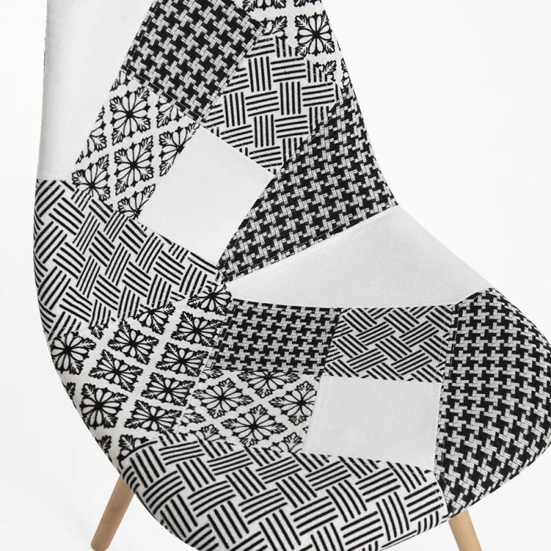 Pack 6 Cadeiras Tower Patchwork - Patchwork branco e preto