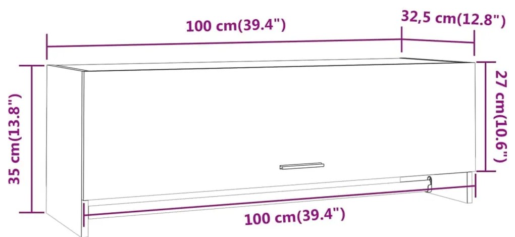 Roupeiro 100x32,5x35 cm derivados de madeira cinzento cimento