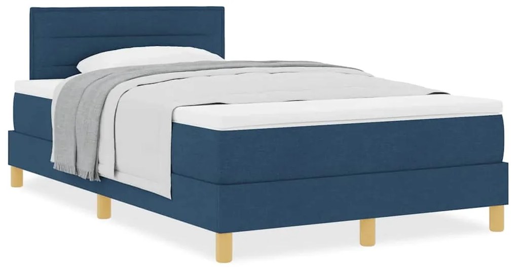 Cama Box Spring com Colchão Azul 120x200 cm Tecido