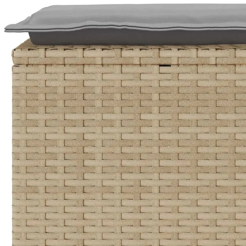 Banco de jardim com almofadão 110x40x44 cm vime PE bege