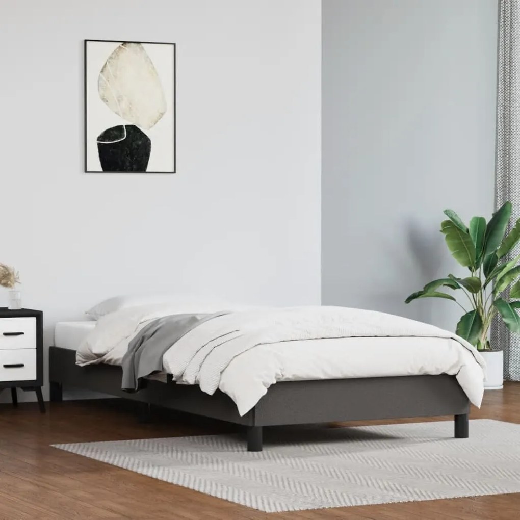 346878 vidaXL Estrutura de cama 90x190 cm couro artificial cinzento