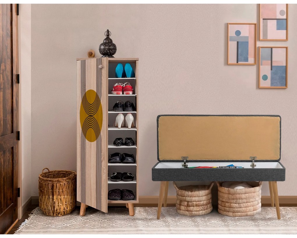 Conjunto de Mobiliário de Entrada Vegas – Sonomo/Antracite – Sapateira
