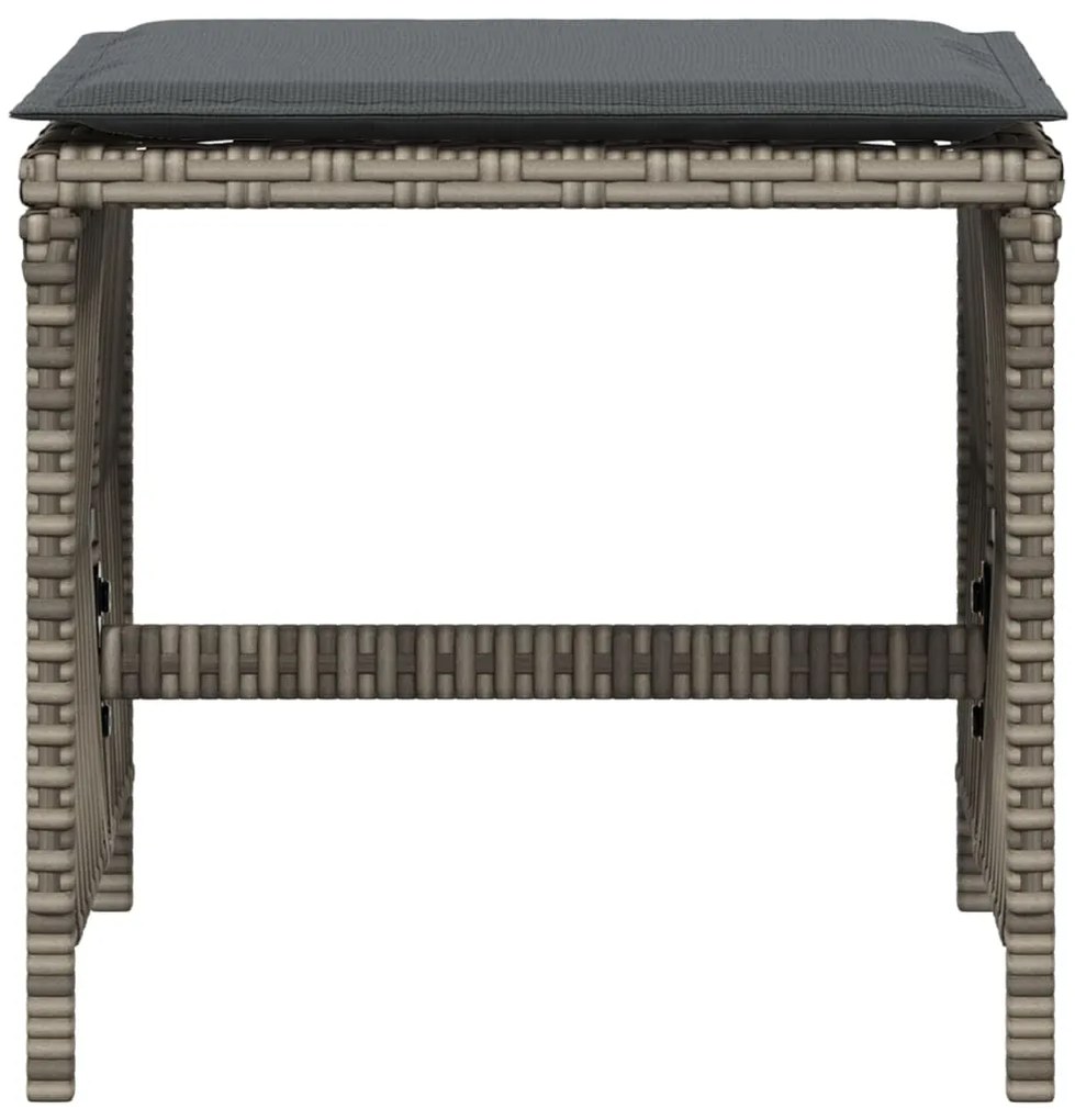 Bancos jardim com almofadões 4 pcs 41x41x36 cm vime PE cinzento