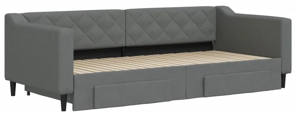 Sofá-cama c/ gavetão e gavetas 90x200 cm tecido cinzento-escuro