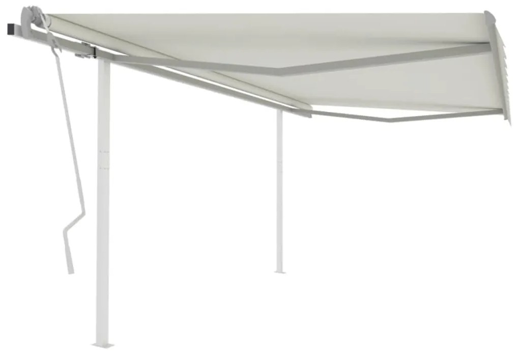 vidaXL Toldo retrátil manual com postes 4,5x3 m cor creme