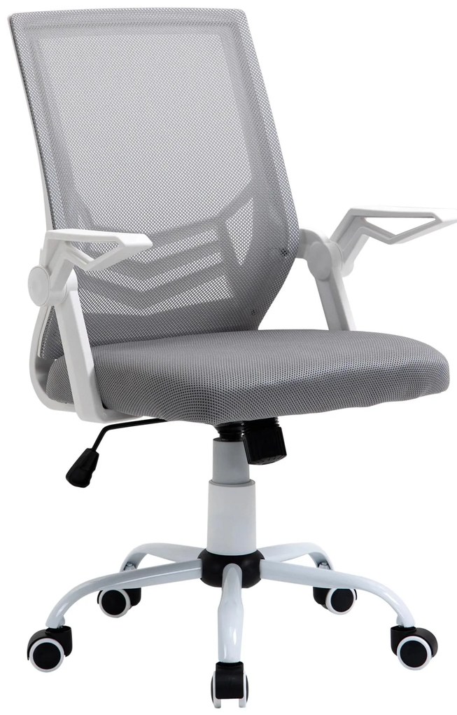 Vinsetto Cadeira de Escritório Ergonômica Giratória com Altura Ajustável Apoio para os Braços Dobrável Suporte Lombar e Encosto Transpirável 62,5x55x94-104cm Cinza