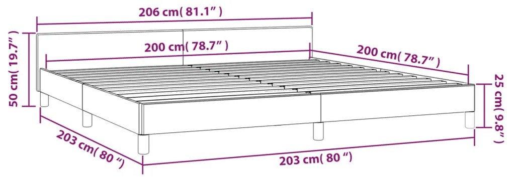 Estrutura cama cabeceira 200x200 cm tecido castanho-acinzentado