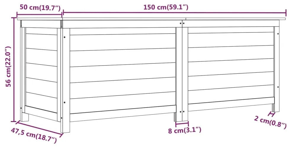 Caixa para almofadões de exterior 150x50x56 cm abeto maciço