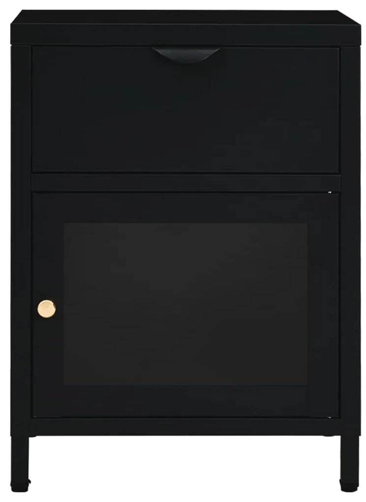 Mesa de cabeceira 40x30x54,5 cm vidro e aço preto