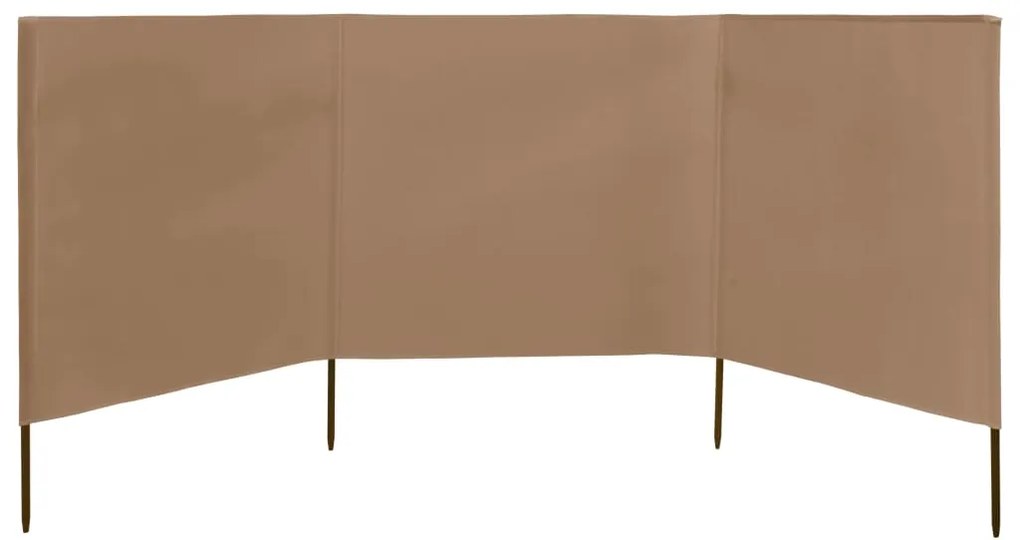 Para-vento com 3 painéis em tecido 400x80 cm cinza-acastanhado
