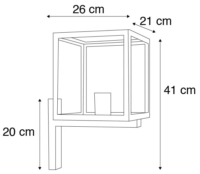 Candeeiro de parede industrial quadrado para exterior preto IP23 - Rotterdam Moderno