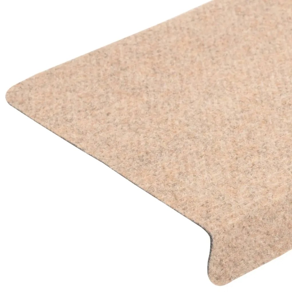 Tapetes de escada 10 pcs 65x21x4 cm agulhado creme