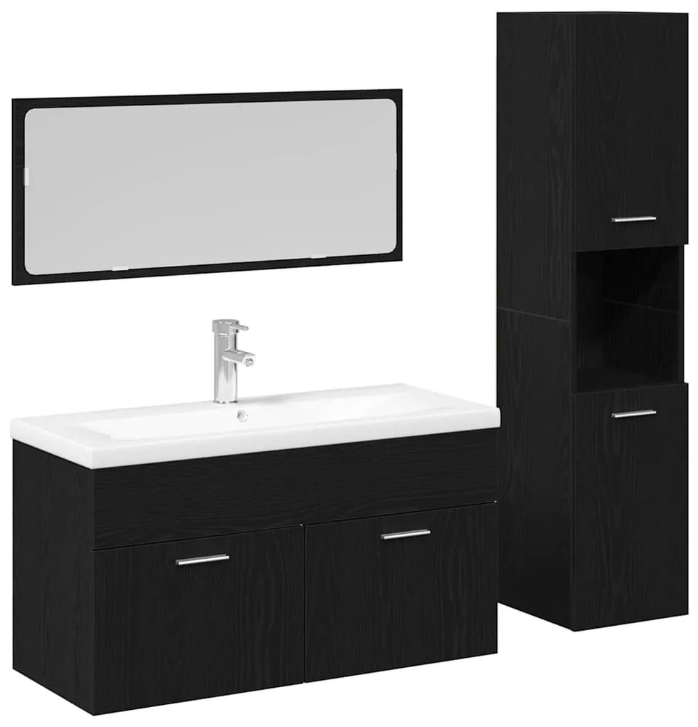 vidaXL Conjunto de Móveis para Banheiro com porta 4 pcs Carvalho Preto