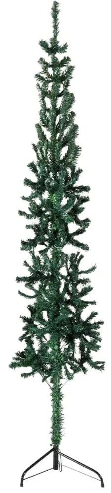 vidaXL Meia árvore de Natal fina com suporte 210 cm verde