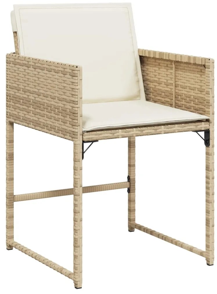 11 pcs conjunto de jantar p/ jardim com almofadões vime PE bege