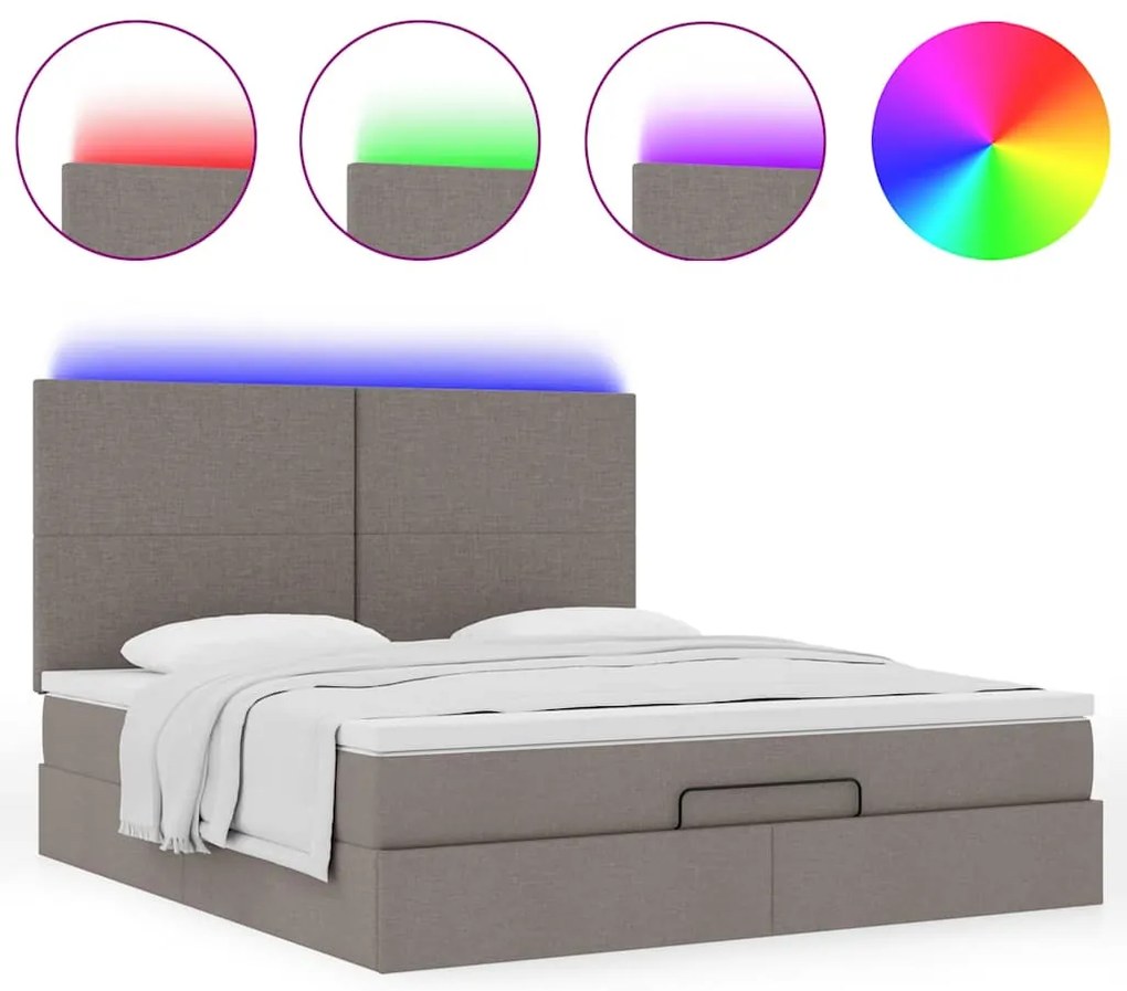 Estrutura de cama otomana com colchão tecido cinzento 160x200cm