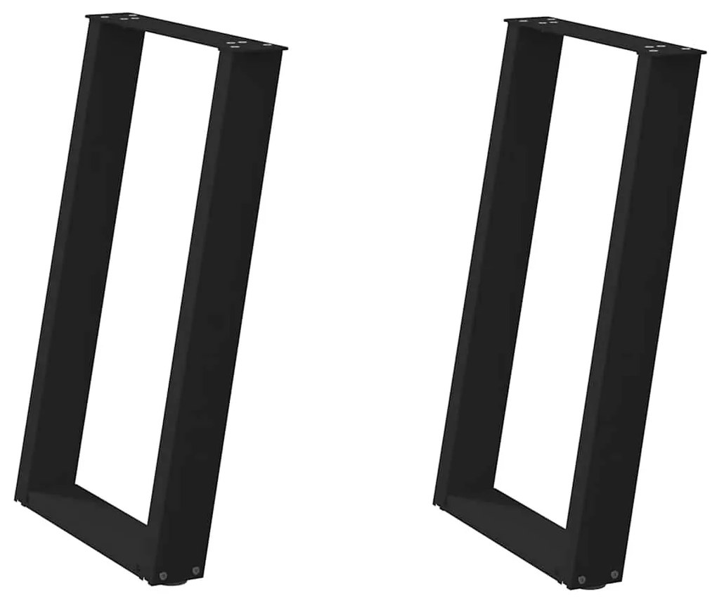 Pés de mesa de jantar em forma de U, 2 peças, preto, 60x(72-73) cm, aç