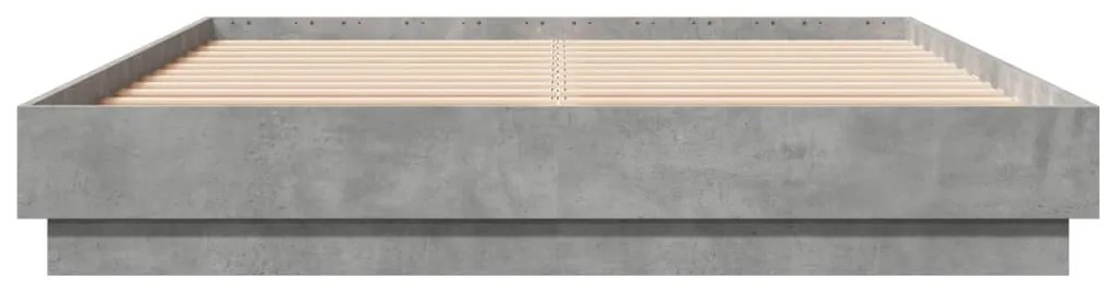 Estrutura de cama com luzes LED 160x200 cm cinzento cimento