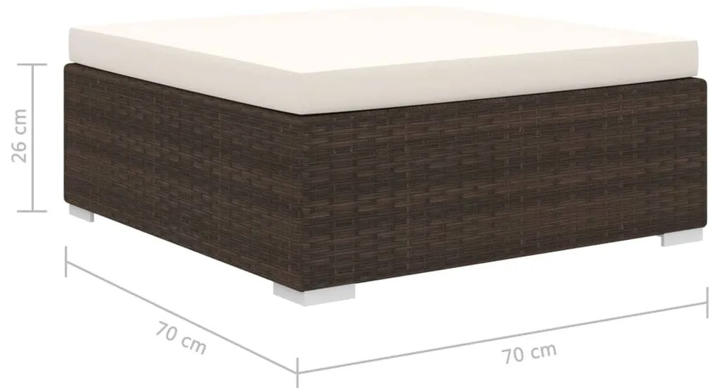 5 pcs conjunto lounge jardim c/ almofadões vime PE castanho