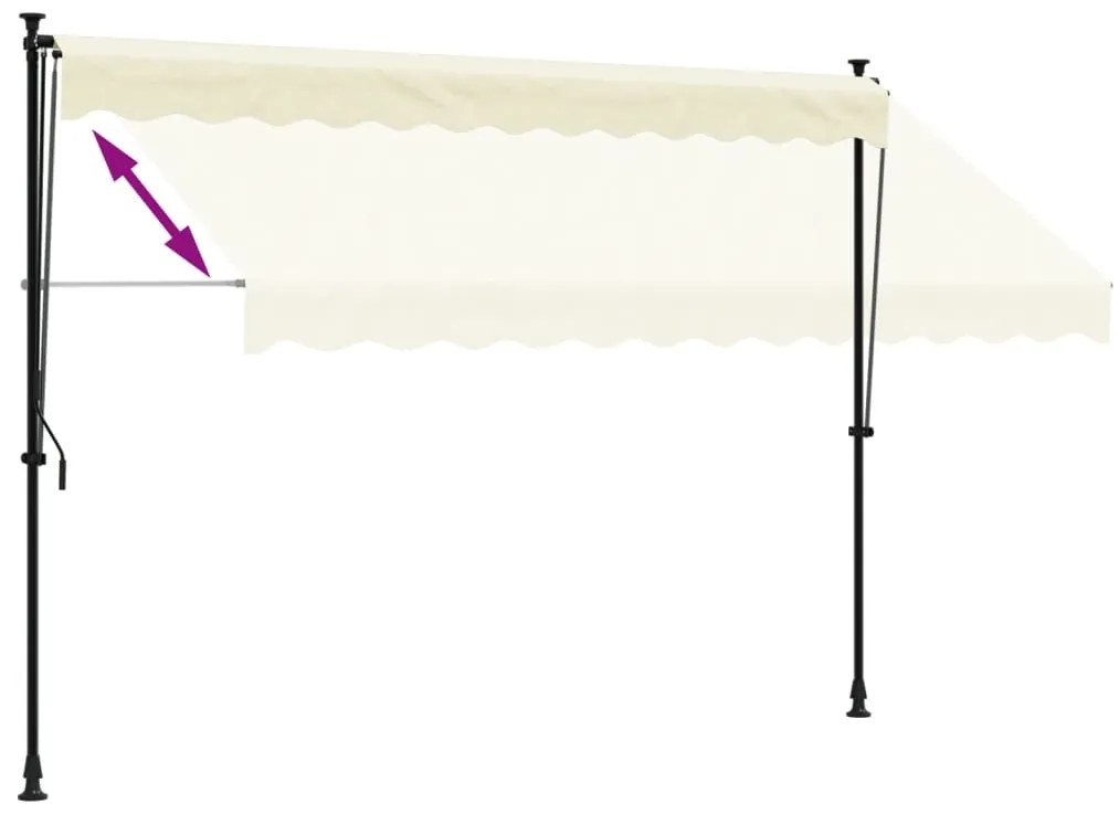 Toldo retrátil 300x150 cm tecido e aço cor creme