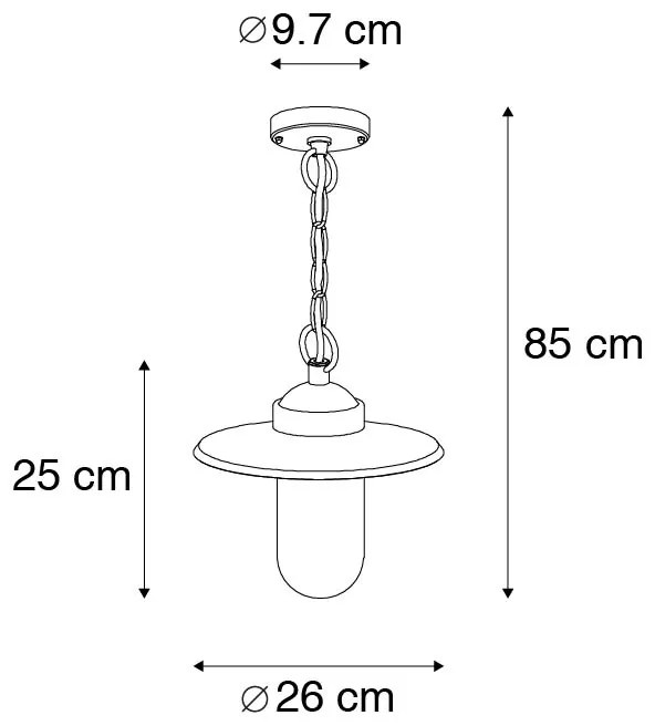 Luminária pendente industrial de zinco IP44 - Munique Country / Rústico,Retro