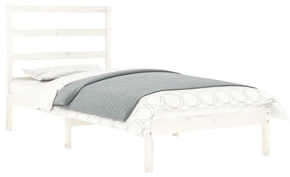 Estrutura cama de solteiro 90x190 cm madeira maciça branco