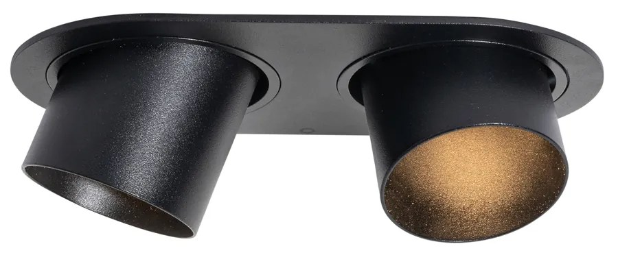Set van 6 inbouwspots zwart GU10 50mm 2-lichts - Installa Moderno