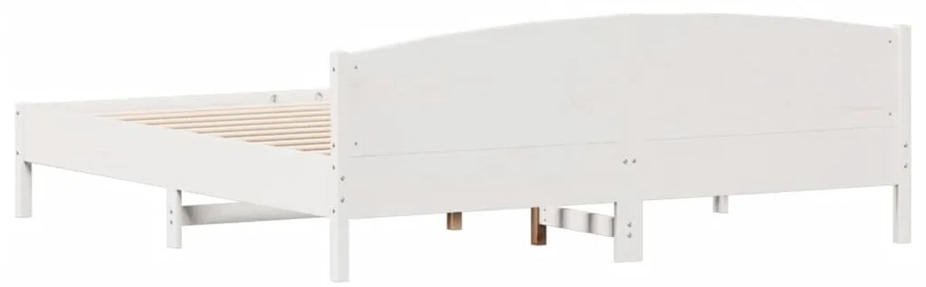 Cama sem colchão 180x200 cm madeira de pinho maciça branco