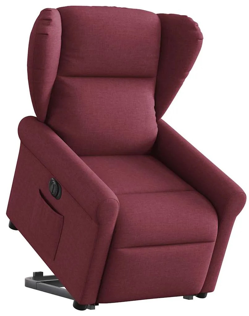 Poltrona reclinável elevatória elétrica tecido vermelho-tinto