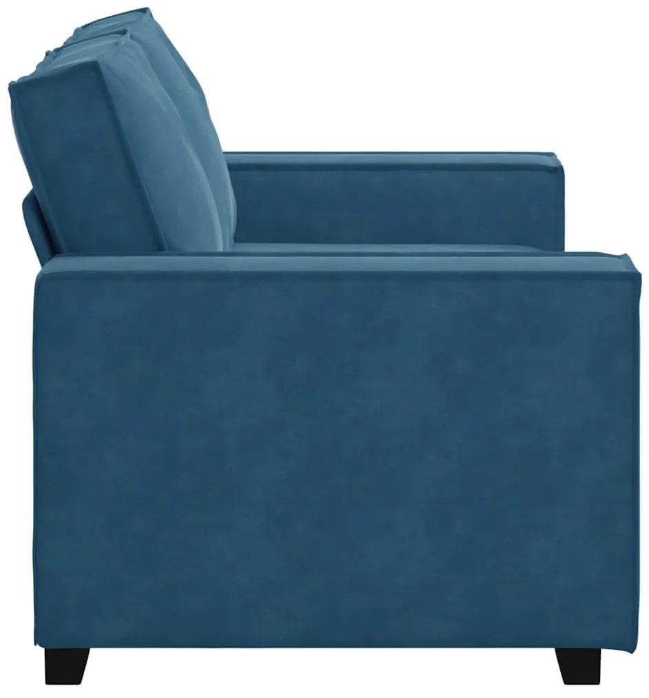 Sofá de 2 lugares veludo 120 cm azul