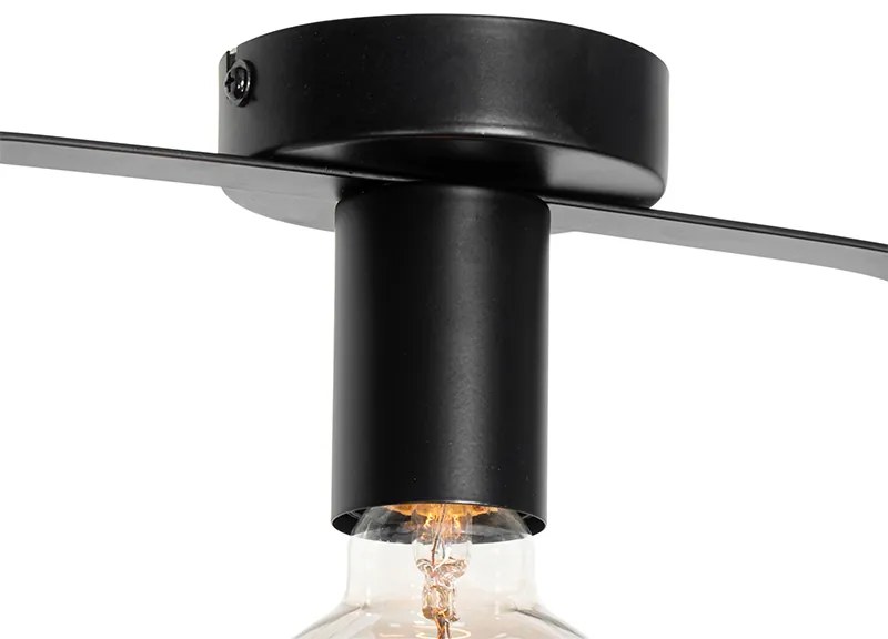 Candeeiro de teto moderno preto com vidro retangular - Roslini Moderno
