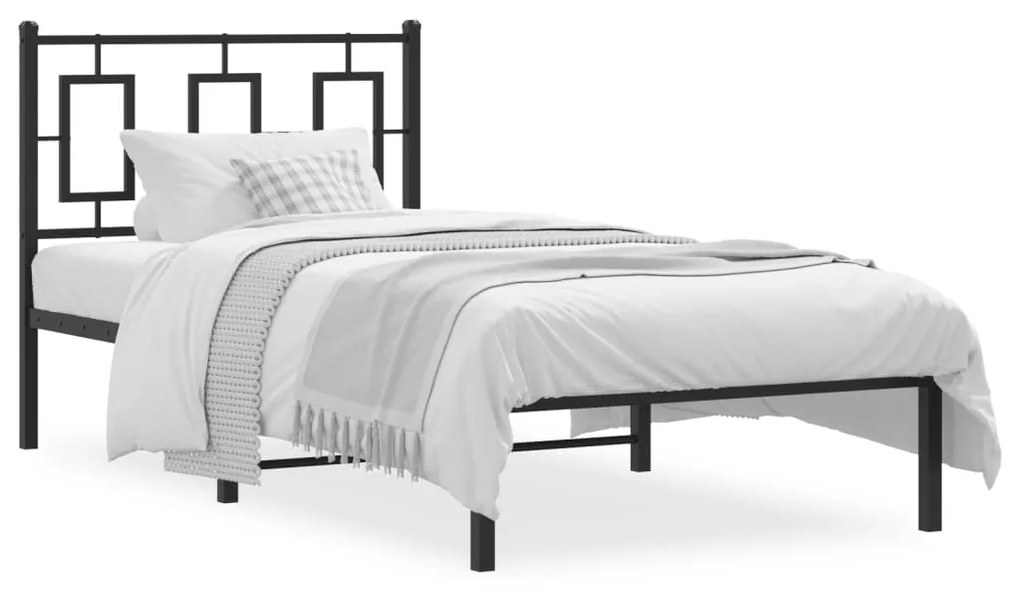 Estrutura de cama com cabeceira 90x190 cm metal preto