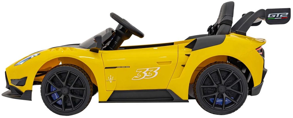 Carro elétrico para Crianças Maserati MC20 GT2 12V 4x4 Rodas Espuma EVA, Assento couro ecológico Amarelo