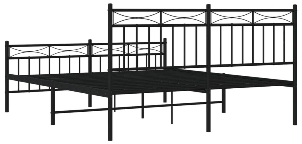 Estrutura de cama com cabeceira e pés 160x200 cm metal preto