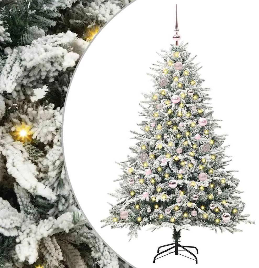 vidaXL Árvore de Natal Artificial Pré-iluminada com Conjunto de Bolas
