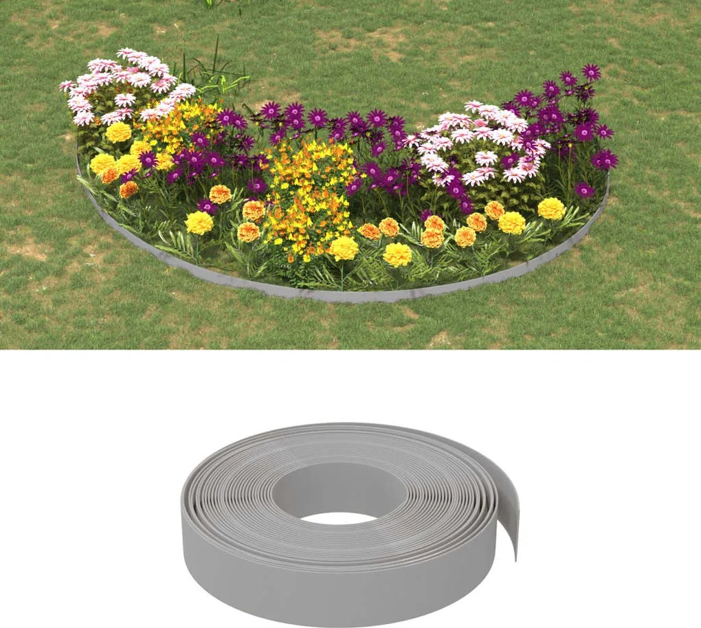 vidaXL Bordas de jardim 2 pcs 10 m 10 cm polietileno cinzento