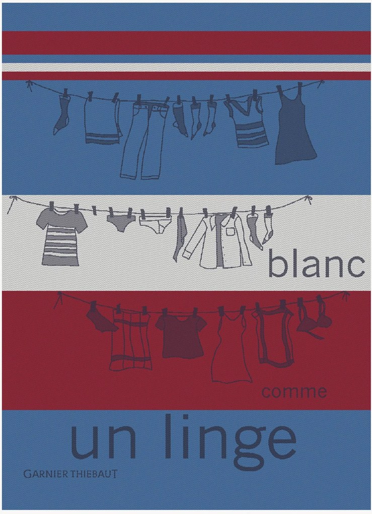 Panos de cozinha jacquard Blanc Comme Un Linge Tricolore, conjunto de 4