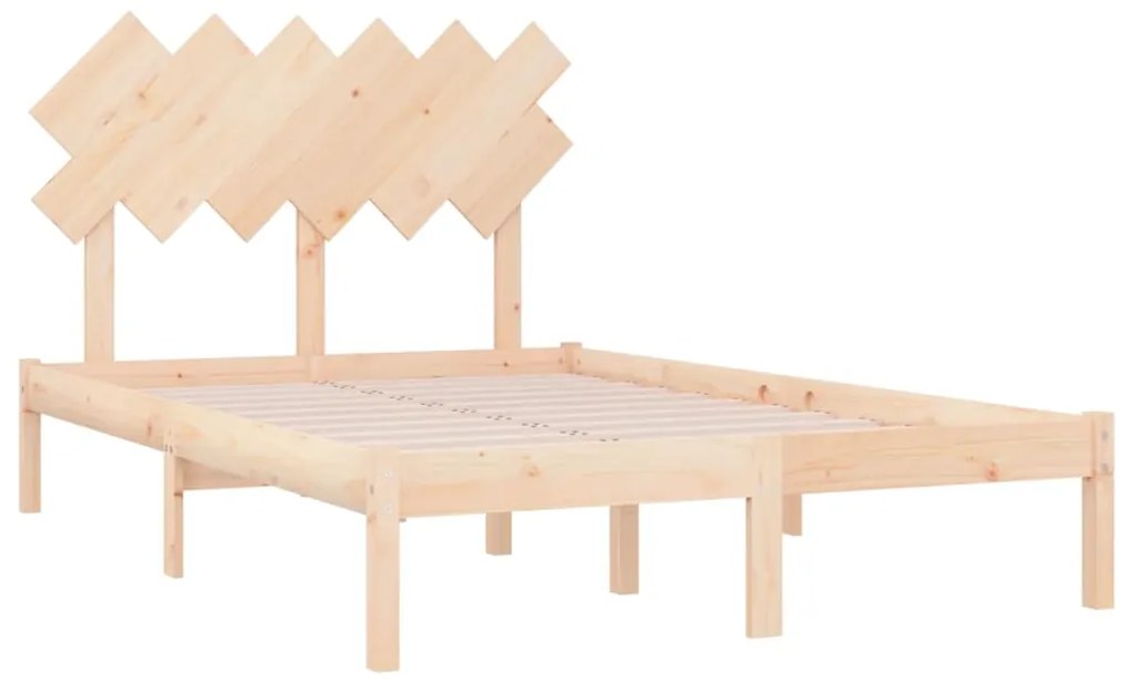 Estrutura de cama dupla pequena 4FT 120x190 cm madeira maciça